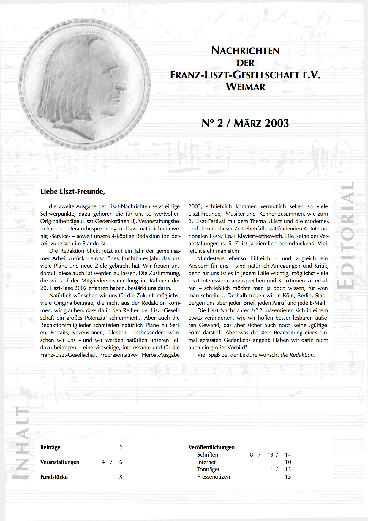 Nr. 2 2003 © Deutsche Liszt-Gesellschaft © Deutsche Liszt-Gesellschaft